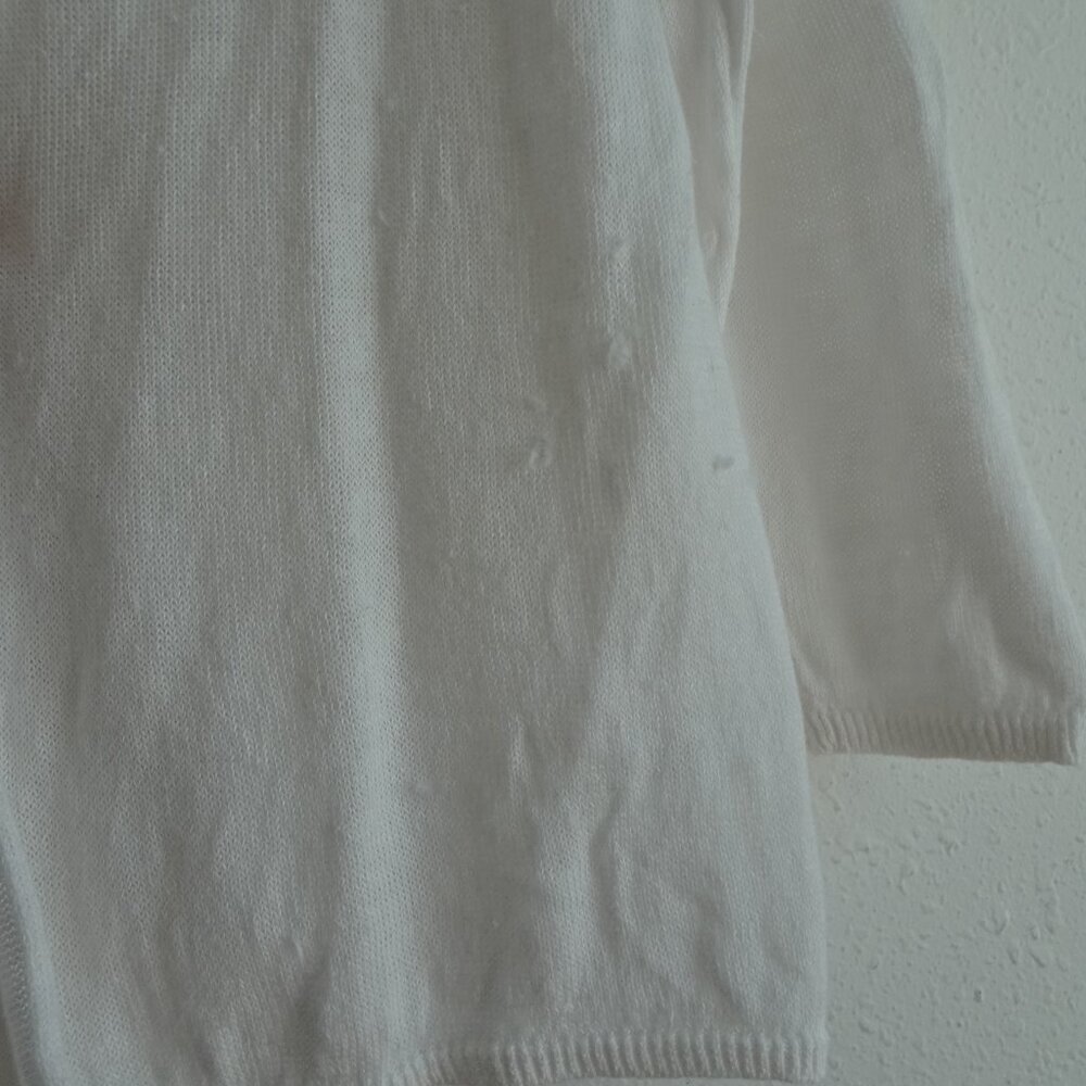 Talbots Linen Cardigan Sweater Women's Petite Plus Size 3X White Open Front - Picture 7 of 10
